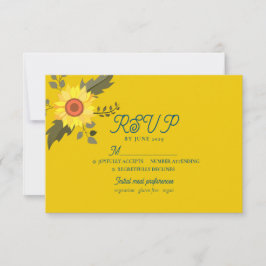 Sunflower Boho Wedding RSVP Card Karte