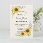 Sunflower Border Wedding Invitation Einladung (Stehend Vorderseite)