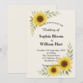 Sunflower Border Wedding Invitation Einladung (Vorne/Hinten)