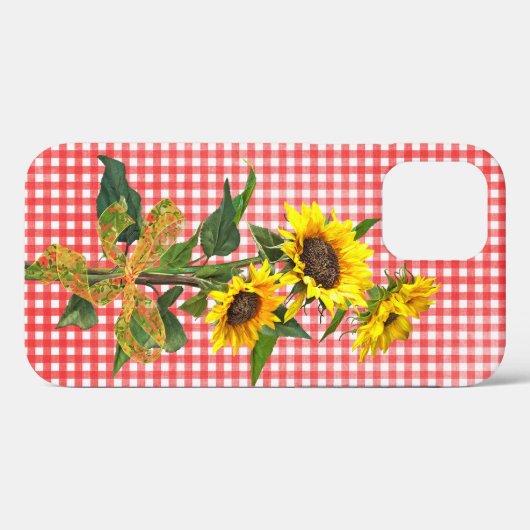 Sunflower Bouquet auf Red Gingham Case-Mate iPhone Hülle (Rückseite (Horizontal))