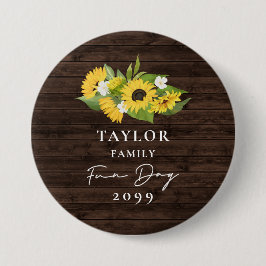 Sunflower Bouquet Rustic Wood Family Wiedersehen Button
