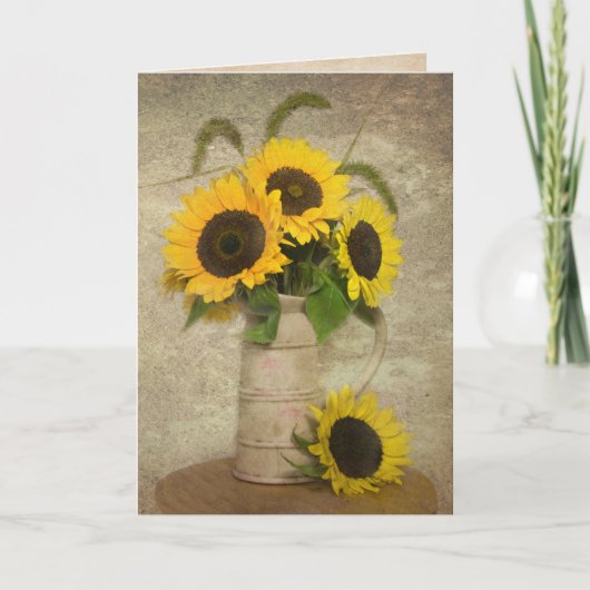 Sunflower bouquet thinking of you karte (Vorderseite)