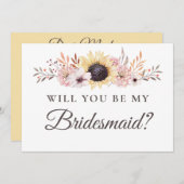 Sunflower Bouquet werden Sie meine Bridesmaid sein Einladung (Vorne/Hinten)
