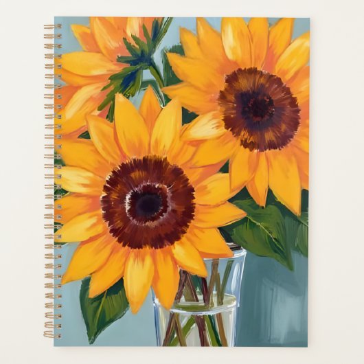 Sunflower Bouquet | Yellow Watercolor Floral Planer (Vorderseite)