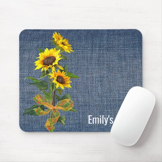 Sunflower Bouquet zu Denim Mousepad (Mit Mouse)