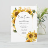 Sunflower Bouquets Brautparty Einladung (Stehend Vorderseite)
