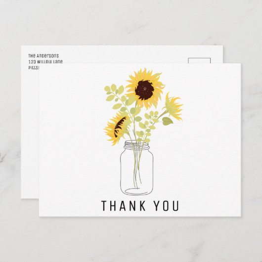 Sunflower Brautparty by Mail Vielen Dank Postkarte (Vorne/Hinten)