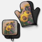 Sunflower Breeze by Jason Street Ofenhandschuh & Topflappen-Set (Vorderseite/Rückseite)