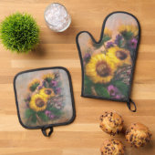 Sunflower Breeze by Jason Street Ofenhandschuh & Topflappen-Set (Oben Unten)