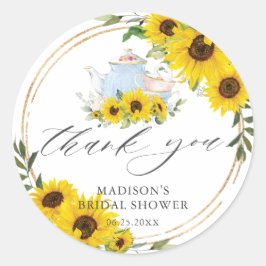 Sunflower Bridal Baby Shower Tee Party Vielen Dank Runder Aufkleber