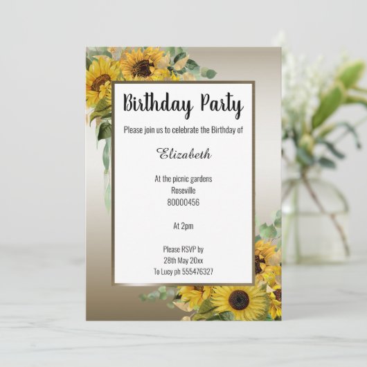 SUNFLOWER BRONZE BOTANISCHER FLORALLEUCALYPTUS EINLADUNG (Stehend Vorderseite)