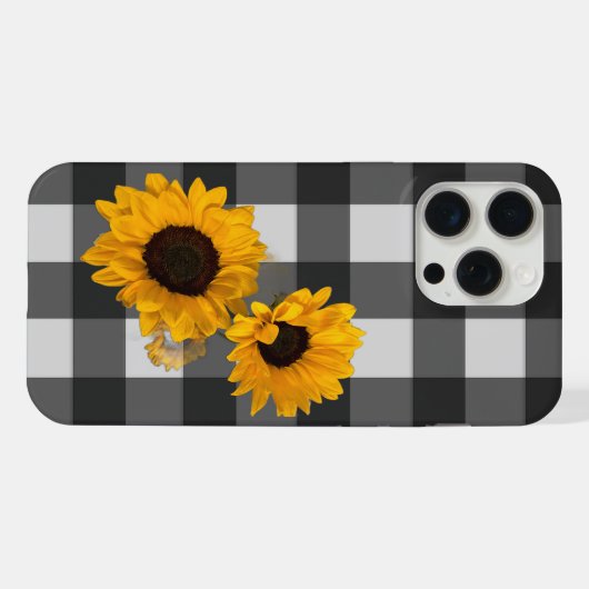Sunflower Buffalo Plaid iPhone Hülle (Rückseite (Horizontal))