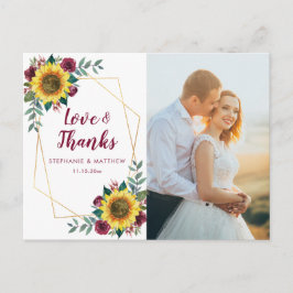 Sunflower Burgundy Rose Geometric Foto Vielen Dank Postkarte