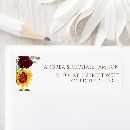 Sunflower Burgundy Rote Rosen Hochzeit im Herbst (Insitu)