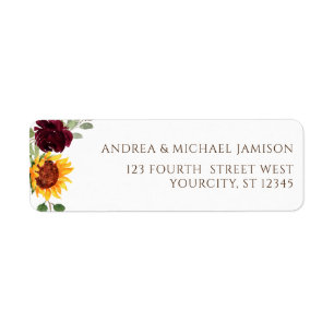 Sunflower Burgundy Rote Rosen Hochzeit im Herbst