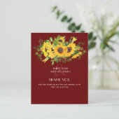 Sunflower Burgundy Wedding Vielen Dank (Stehend Vorderseite)