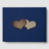 Sunflower Burlap String Lights Navy Blue Wedding Gästebuch (Rückseite)