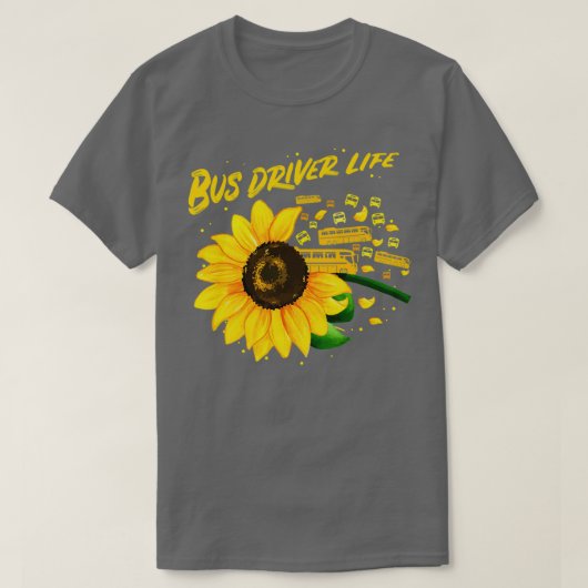 Sunflower Bus Driver Geschenkidee drucken T-Shirt (Design vorne)
