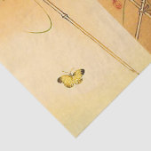 SUNFLOWER, BUTTERFLY, GRÜNE BLÄTTER Japanisches Bl Seidenpapier (Detail)