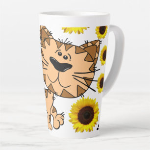 Sunflower Cat Kitten Latte Tasse