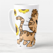 Sunflower Cat Kitten Latte Tasse (Linke Ecke)