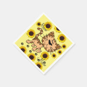 Sunflower Cat Kitten Paper Napkins Serviette (Ecke)