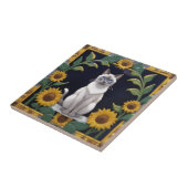 Sunflower Cats - Siamese Cat & Yellow Sunflowers Fliese (Seite)