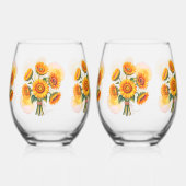 Sunflower Celebration Wedding Weinglas Ohne Stiel (Rückseite)
