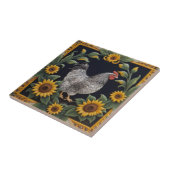 Sunflower Chicken - Gray Hen & Sunflowers Fliese (Seite)