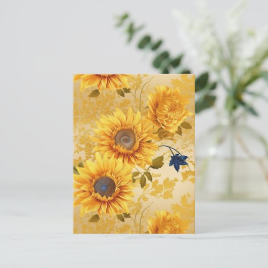 Sunflower Chiyogami Postkarte (Stehend Vorderseite)