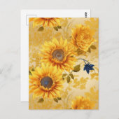 Sunflower Chiyogami Postkarte (Vorne/Hinten)