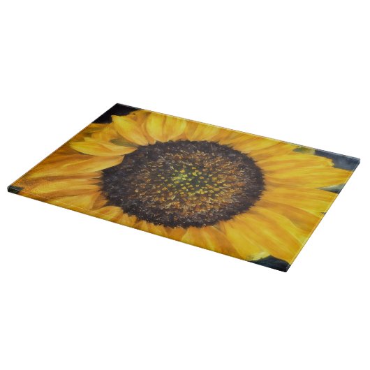 Sunflower Close Up Floral Art Glass Schneidebrett (Ecke)