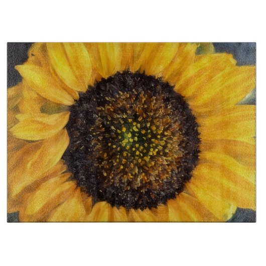 Sunflower Close Up Floral Art Glass Schneidebrett (Vorderseite)