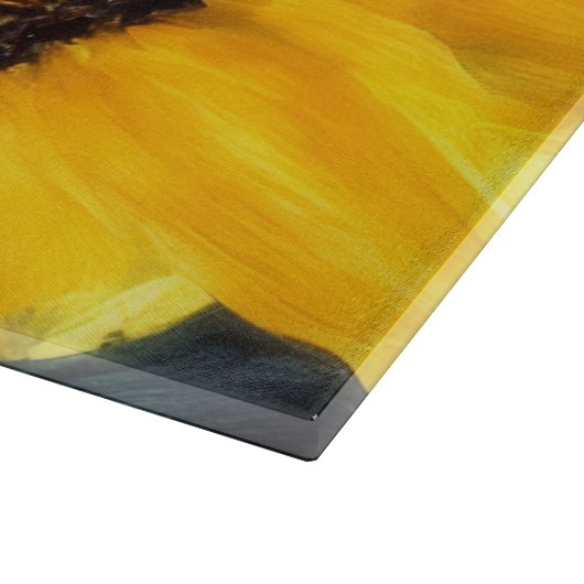 Sunflower Close Up Floral Art Glass Schneidebrett (Ecke)