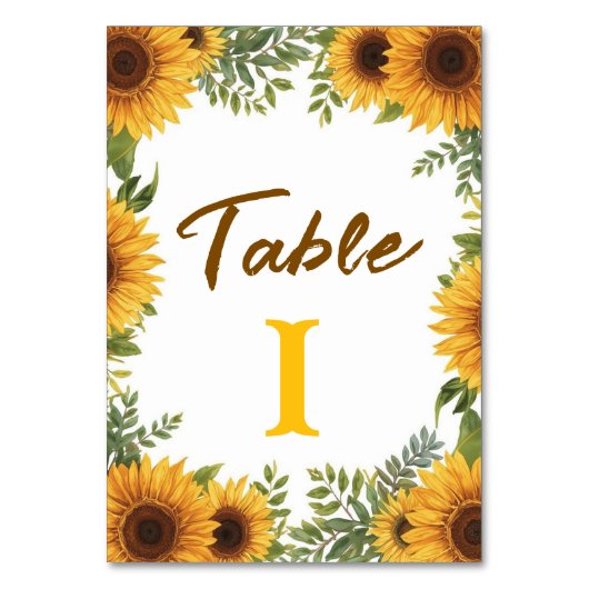 Sunflower Country Wedding Table Number  Tischnummer (Vorderseite)