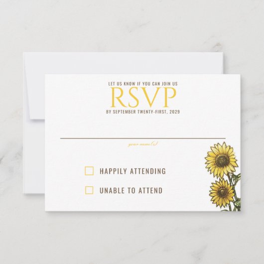 Sunflower Couple RSVP Karte (Vorderseite)