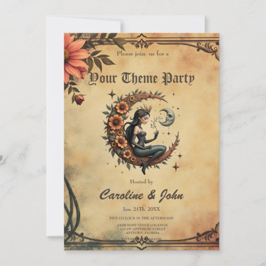 Sunflower Crescent Queen  Einladung (Vorderseite)