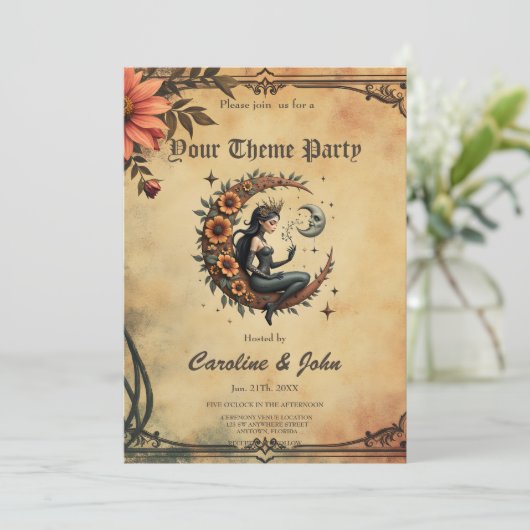 Sunflower Crescent Queen  Einladung (Stehend Vorderseite)