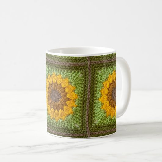 Sunflower Crochet Mug Kaffeetasse (VorderseiteRechts)