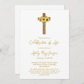 Sunflower Cross Celebration of Life Funeral Einladung (Vorne/Hinten)