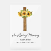 Sunflower cross Memorial Funeral Acrylschild (Vorderseite)