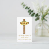 Sunflower Cross Memorial Funeral Prayer Card Visitenkarte (Stehend Vorderseite)