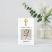 Sunflower Cross Memorial Photo Funeral Prayer Card Visitenkarte (Stehend Vorderseite)