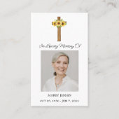 Sunflower Cross Memorial Photo Funeral Prayer Card Visitenkarte (Vorderseite)