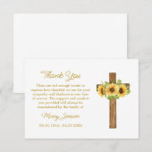 Sunflower Cross Sympathy Thank You Card Dankeskarte (Vorne/Hinten)