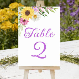 Sunflower Daisy Boho Floral Wedding Table Number Tischnummer