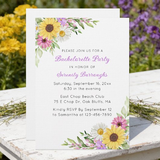 Sunflower Daisy Boho Garden Bachelorette Einladung