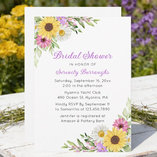 Sunflower Daisy Boho Garden Bridal Shower Einladung