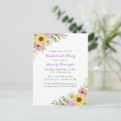 Sunflower Daisy Boho Spring  Garden Bachelorette Einladungspostkarte (Stehend Vorderseite)