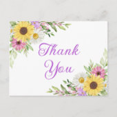 Sunflower Daisy Garden Floral Wedding Thank You Postkarte (Vorderseite)